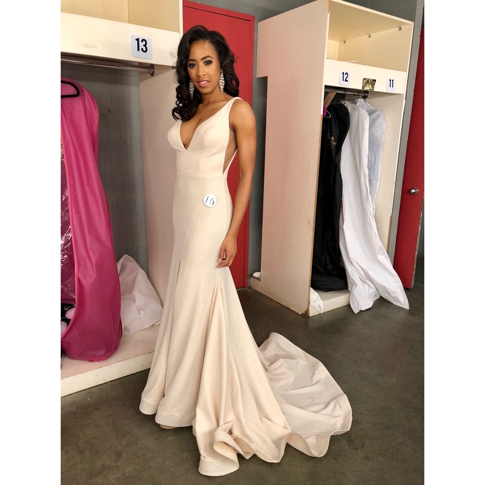 Glittery White Jovani Gown
